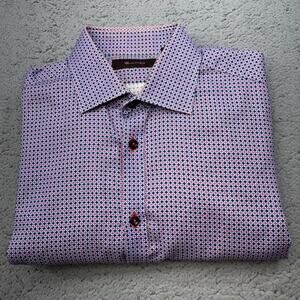 Sand Shirt Mens Medium 39 Blue Red Geometric Pattern Denmark Copenhagen‎
